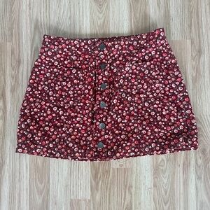 Corduroy Floral Button-Up Mini Skirt